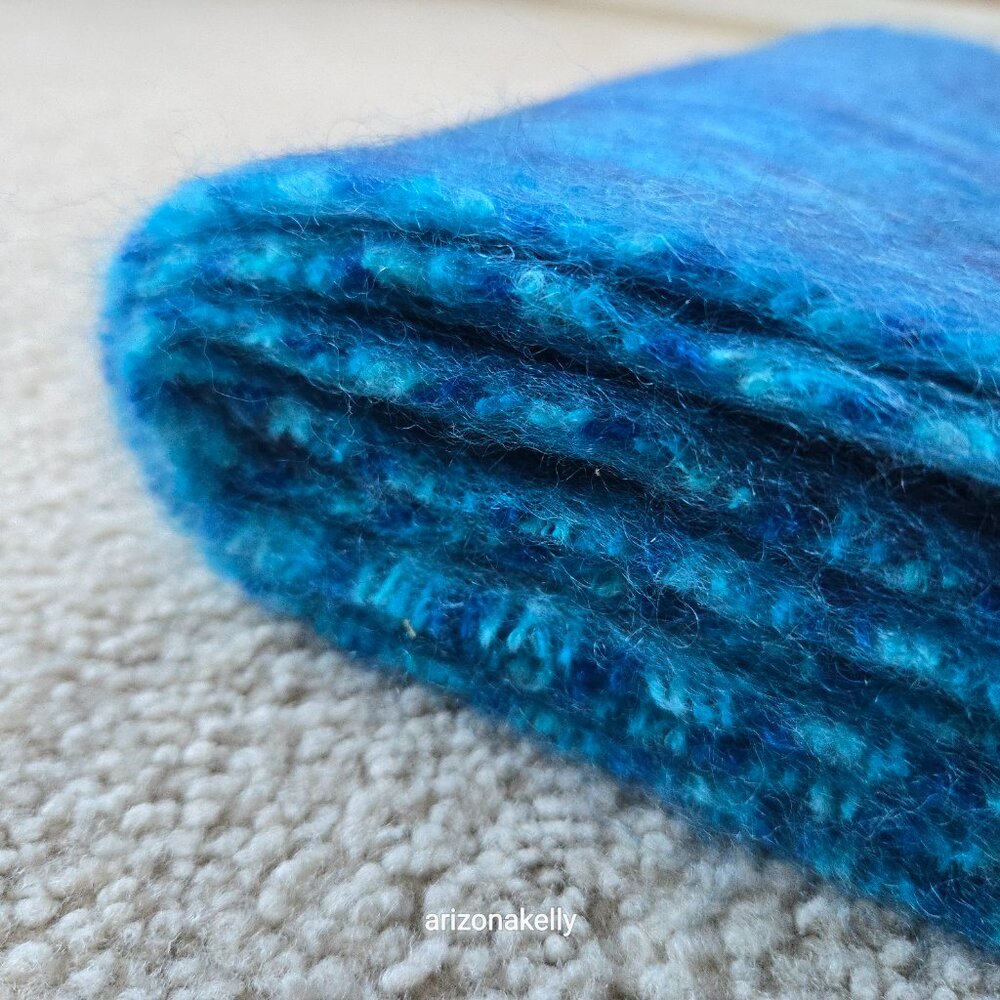 NWT Kid Mohair Scarf Blue Avoca Tweed - Picture 14 of 16